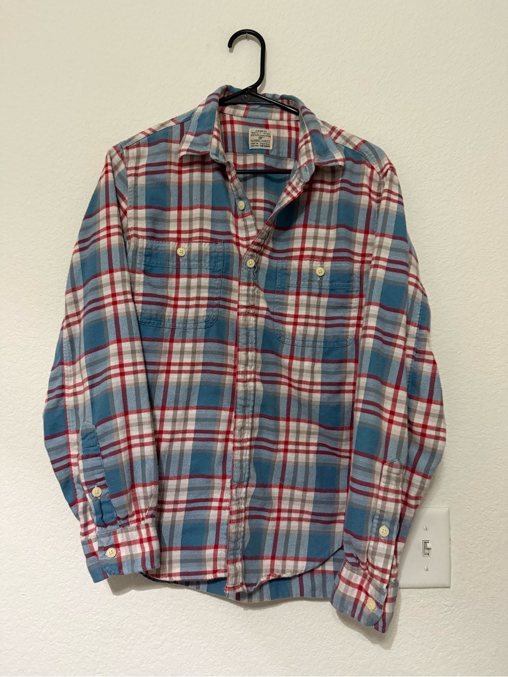 J.Crew Blue and Red Plaid Flannel Button-Up Shirt